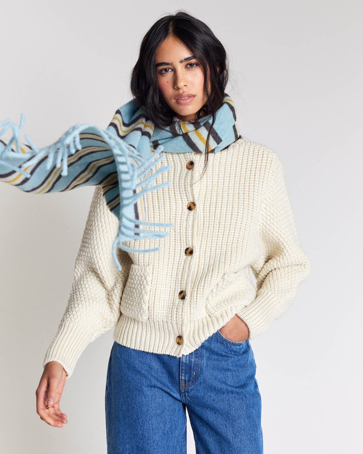 Écharpe Public rayures jaune et bleu