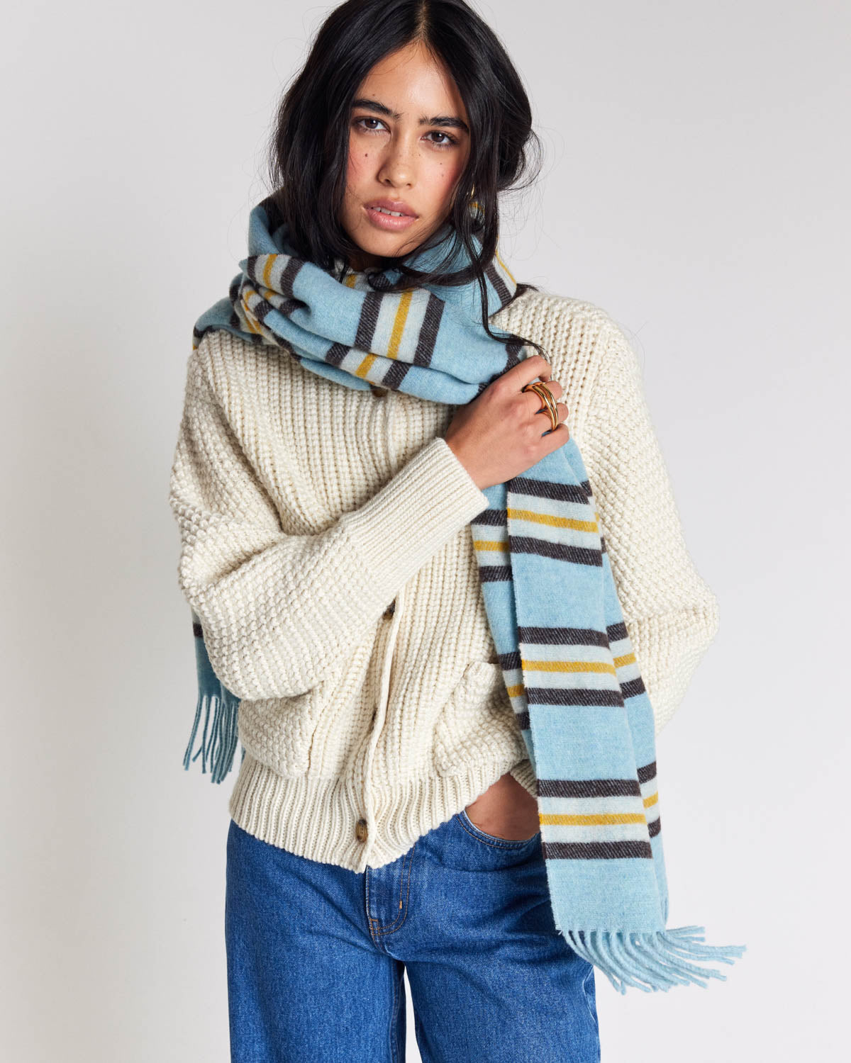 Scarf Public stripes yellow and blue