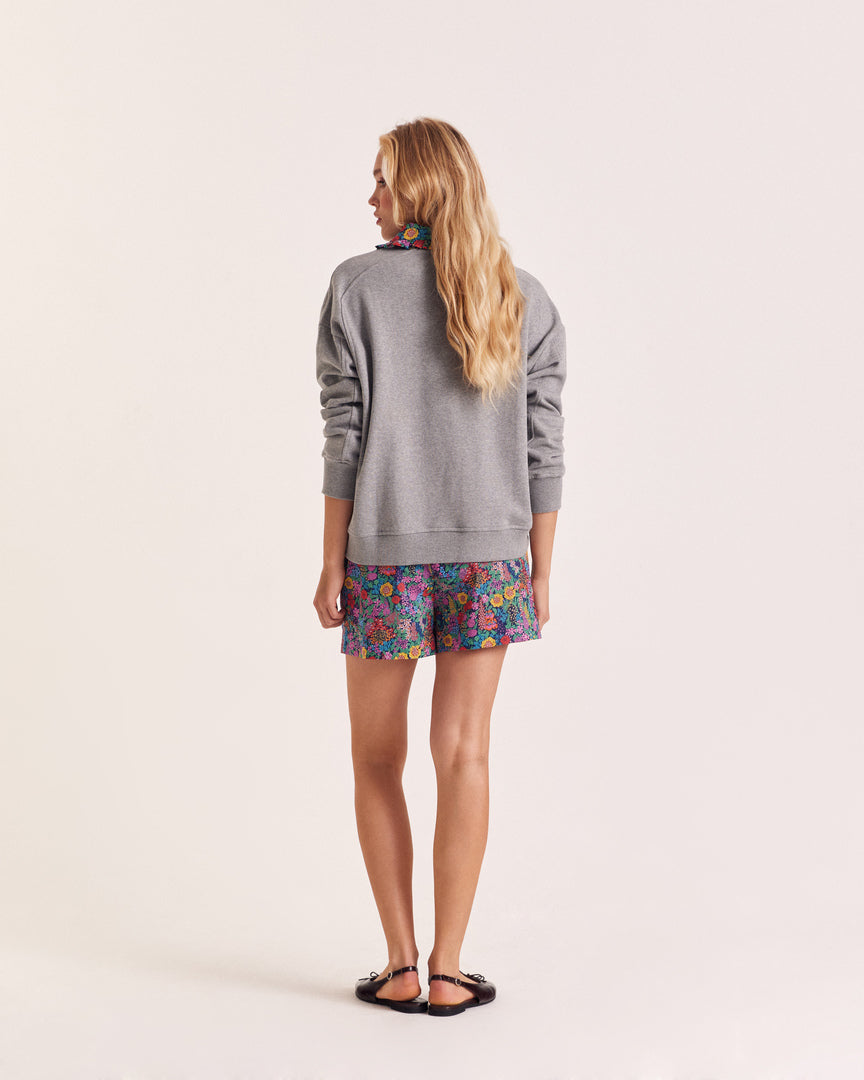 Shorts Lino in fabric Liberty purple, pink and yellow