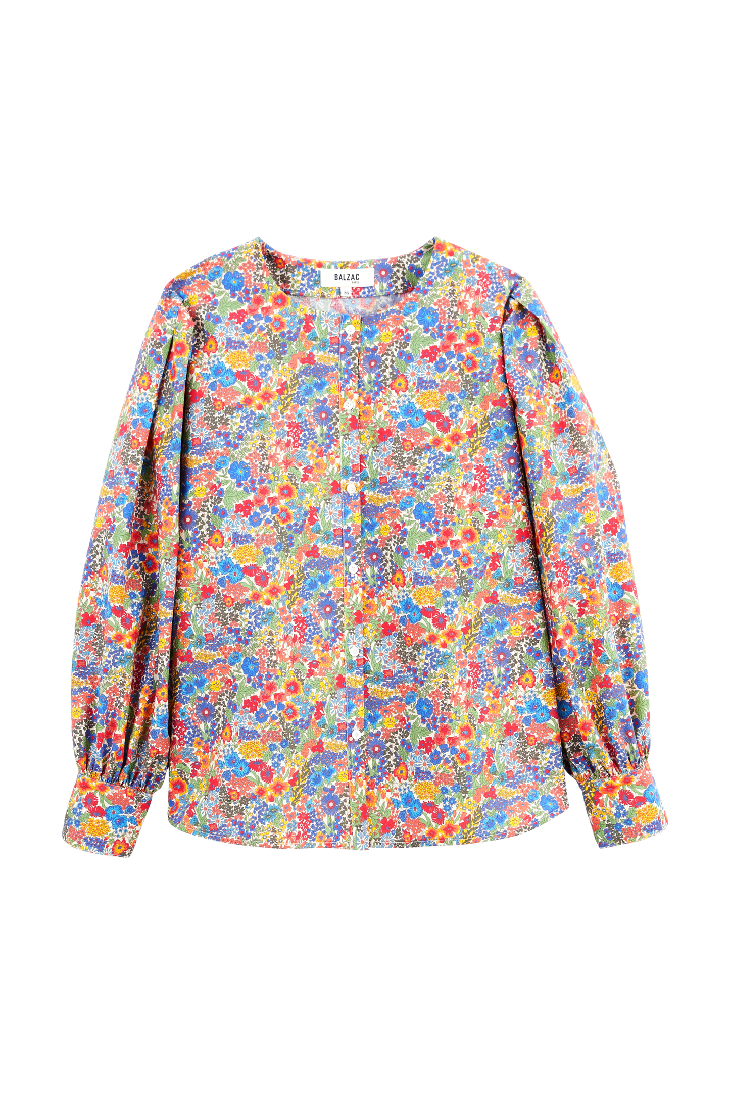 Adella shirt in blue and yellow Liberty fabric