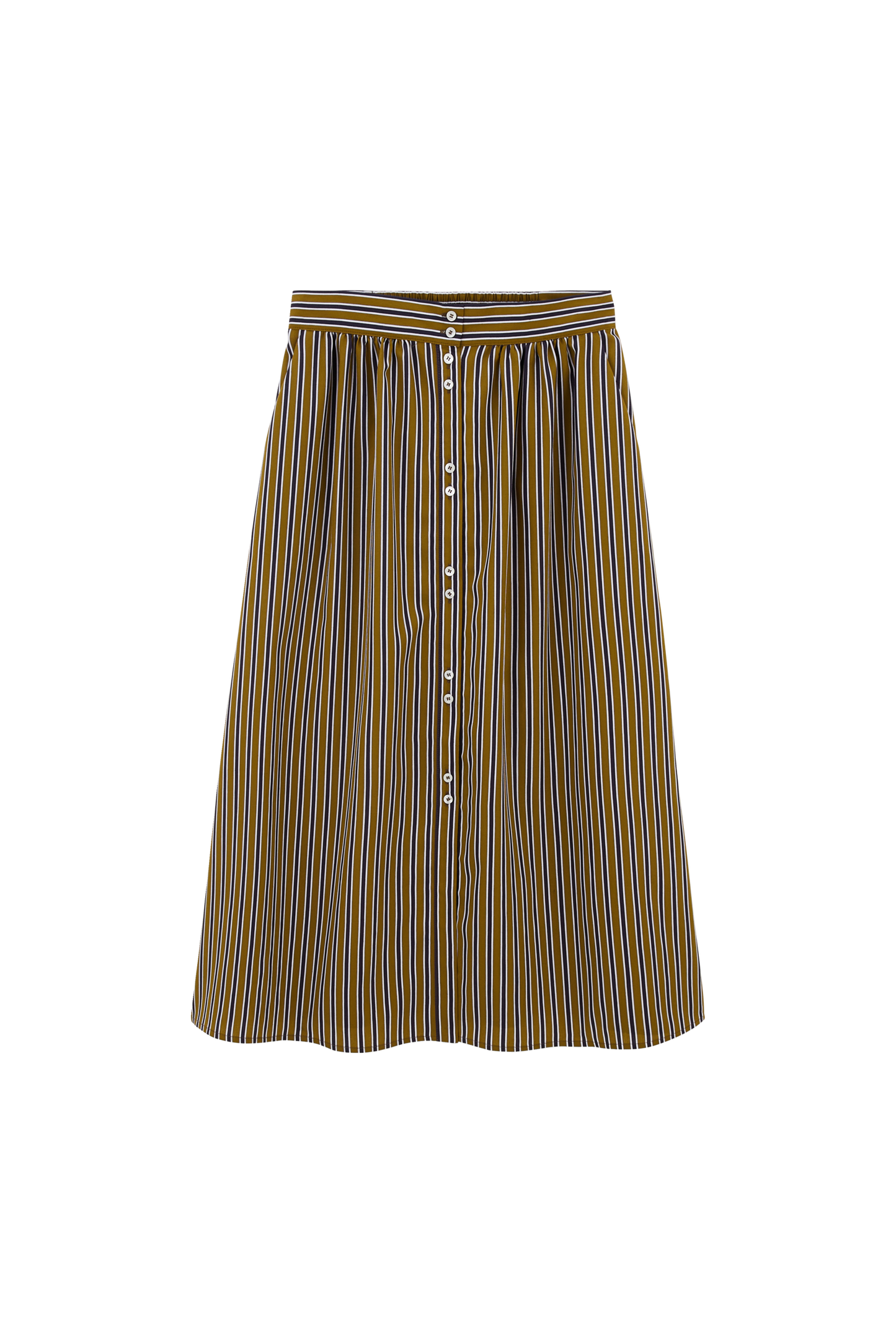 Sally skirt in navy and khaki stripes