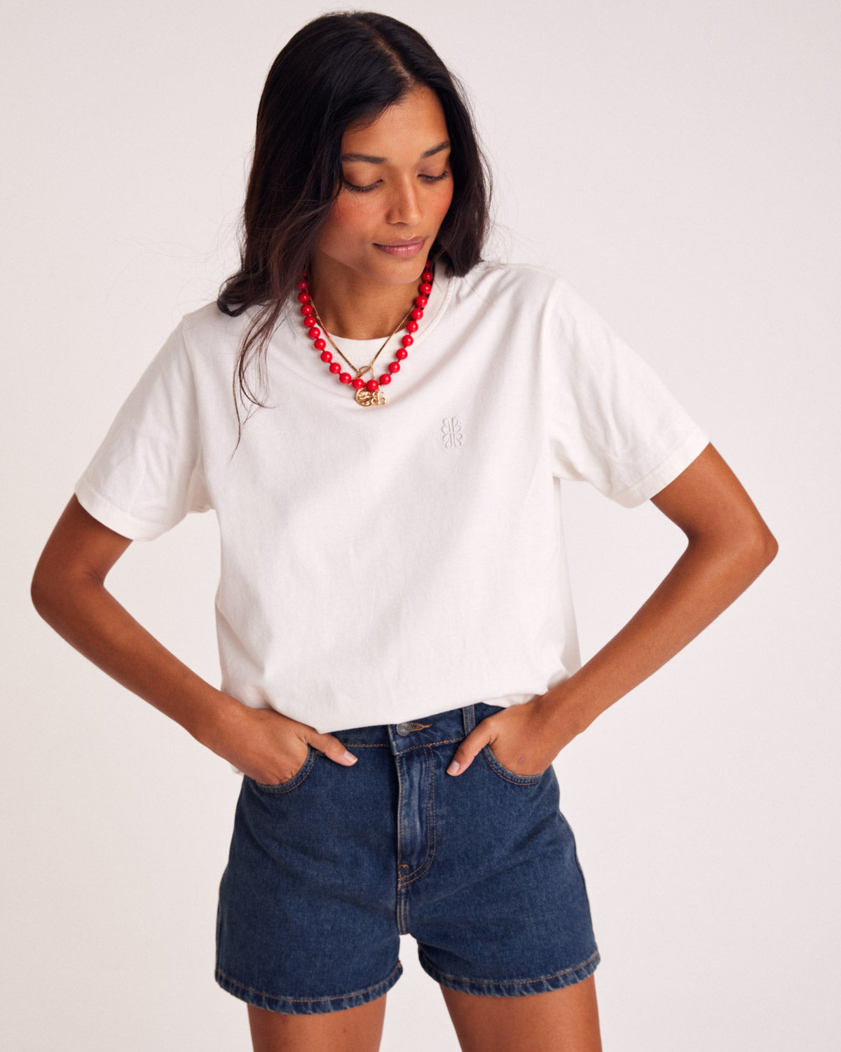 Bree ecru embroidered t-shirt