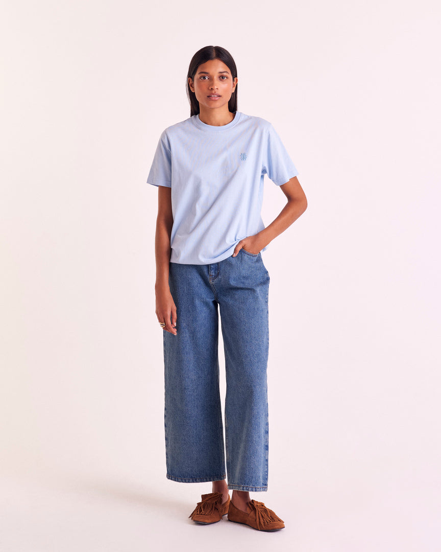 Tee-shirt Bree brodé bleu ciel