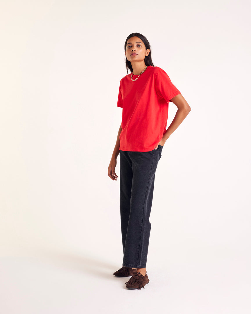 T-shirt Bree embroidered red bright