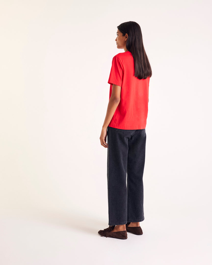 T-shirt Bree embroidered red bright