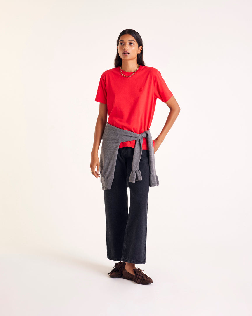 T-shirt Bree embroidered red bright
