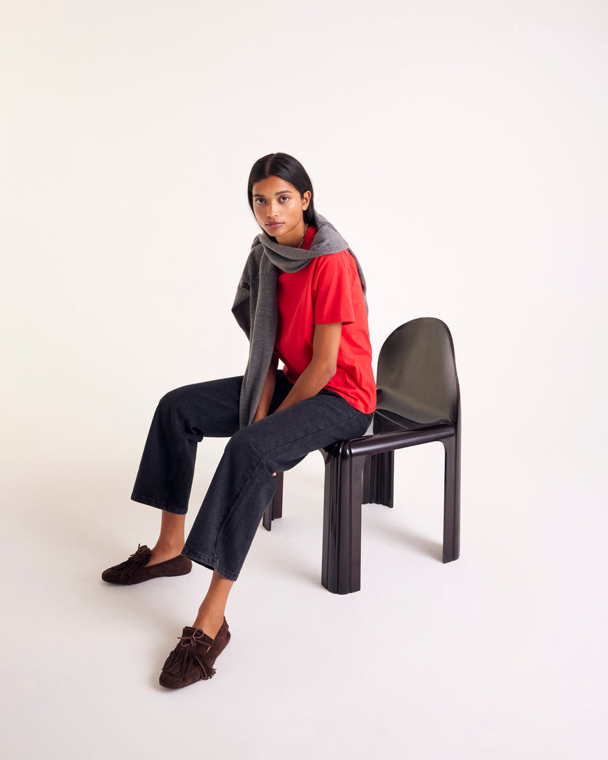T-shirt Bree embroidered red bright