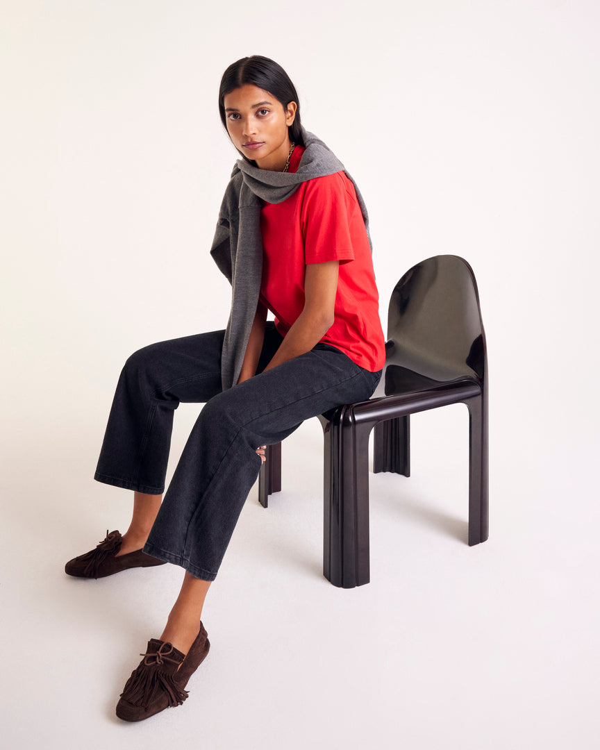 T-shirt Bree embroidered red bright