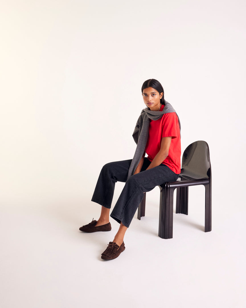 T-shirt Bree embroidered red bright