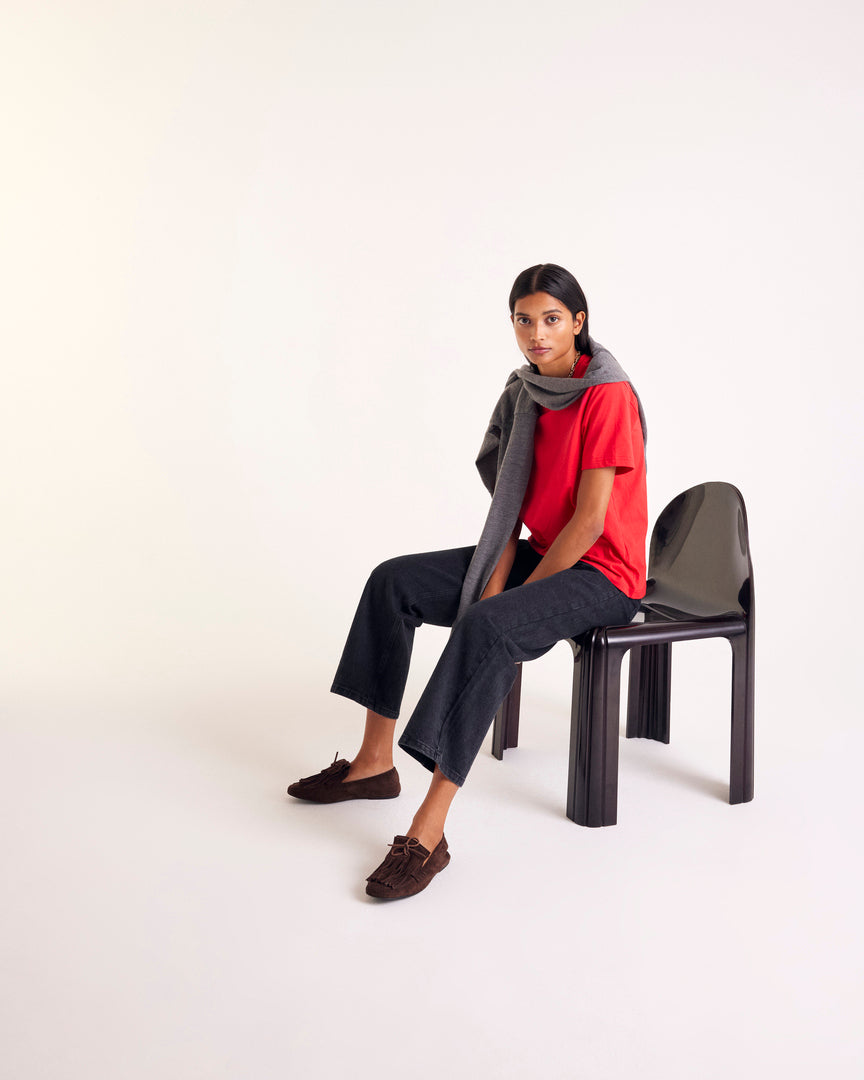 T-shirt Bree embroidered red bright