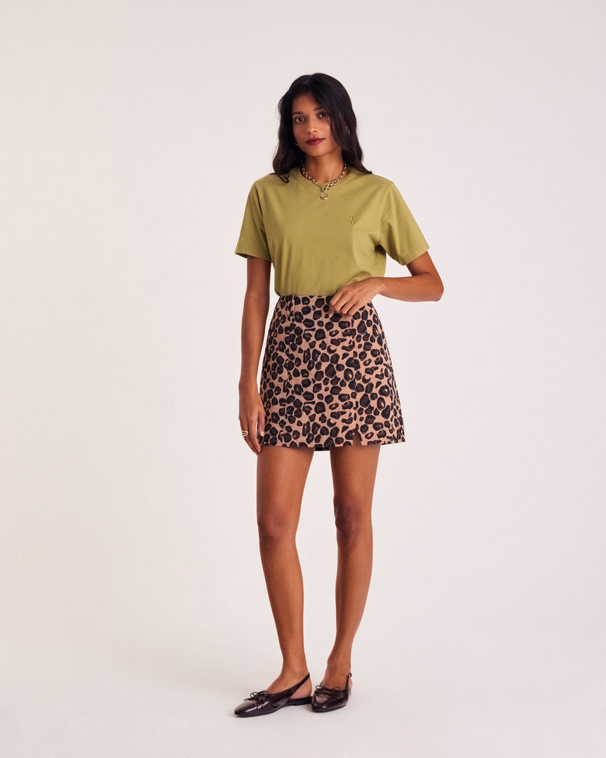 T-shirt Bree green mousse embroidered