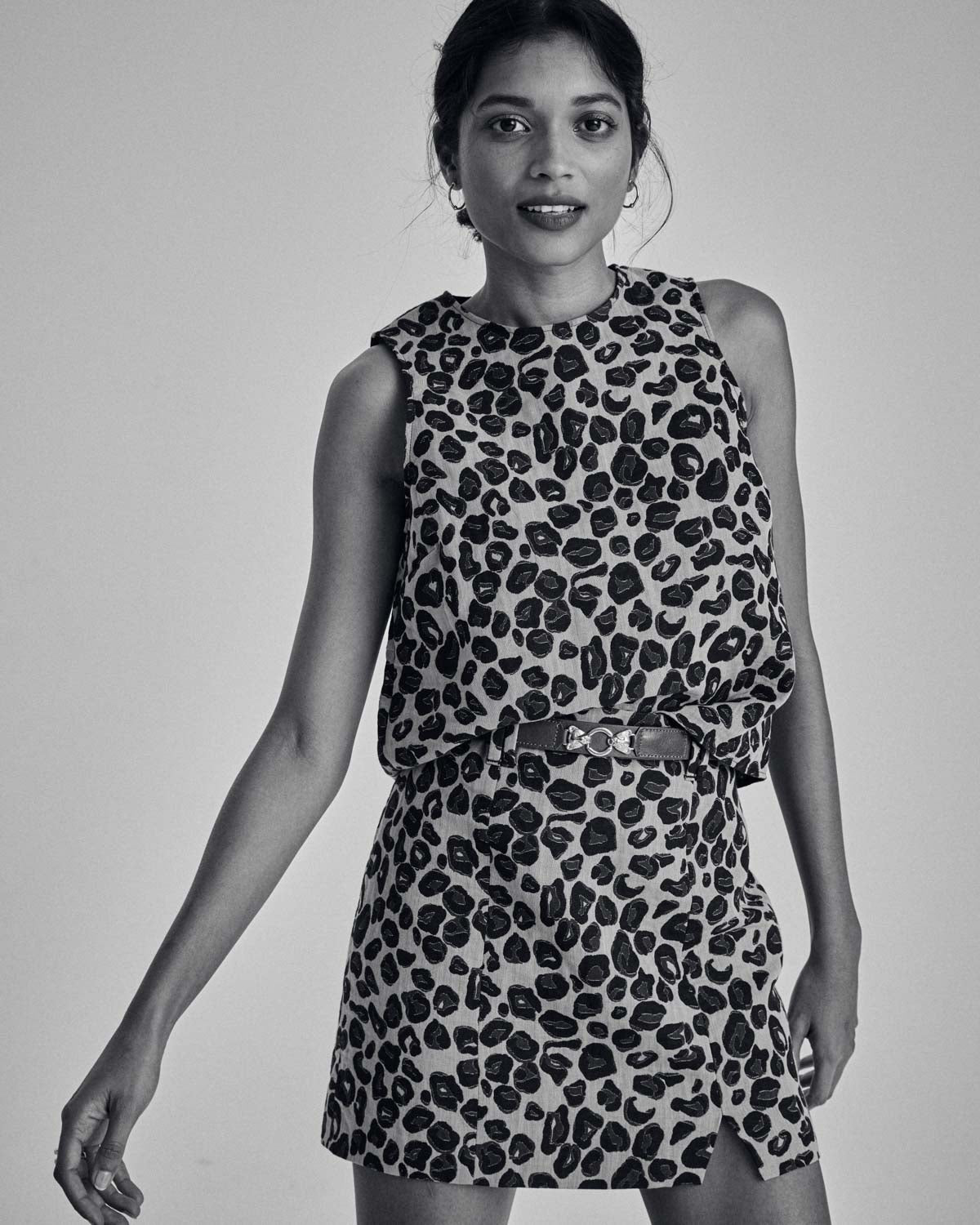 Top Izaline jacquard leopard