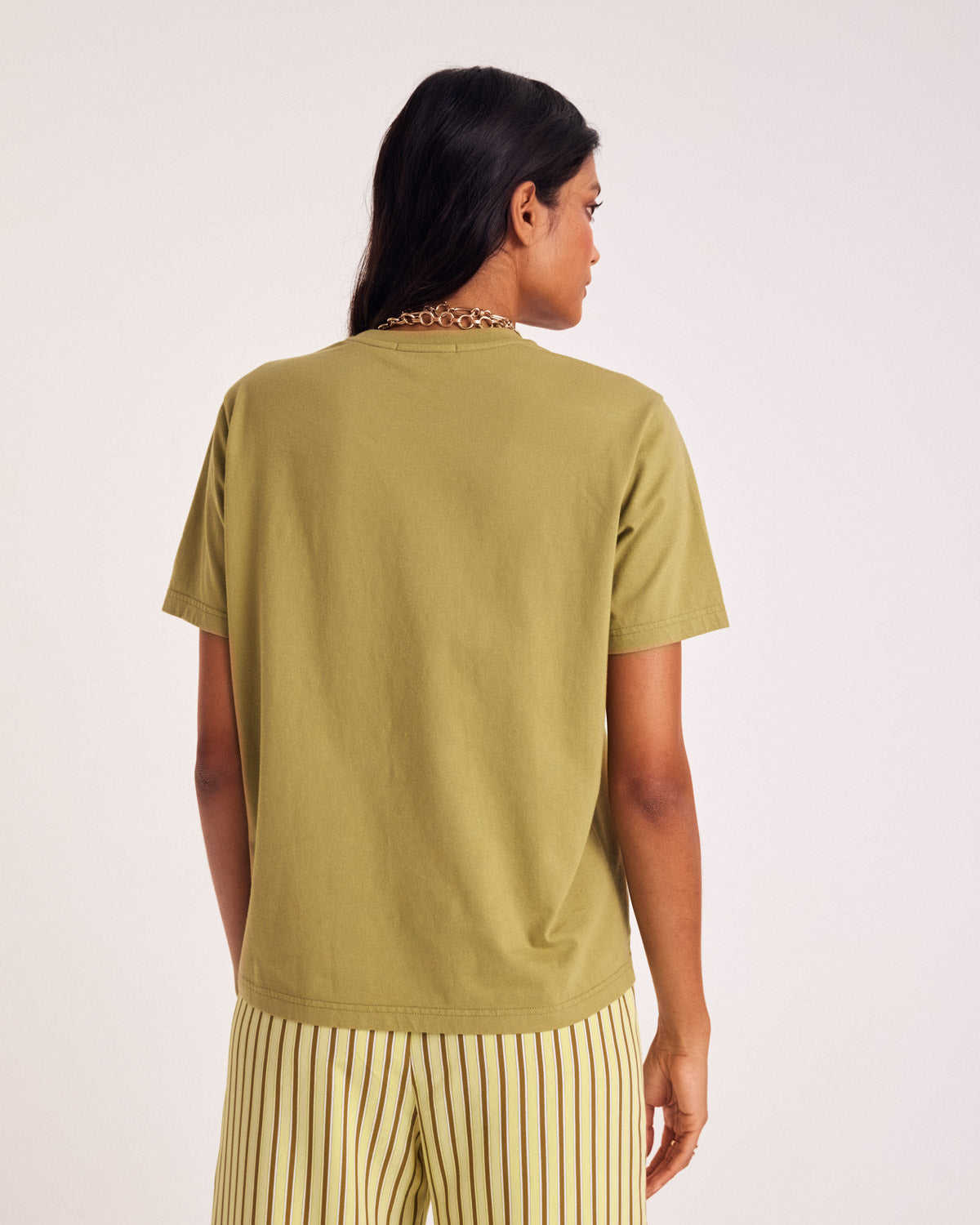 Bree Moss Green Embroidered T-Shirt