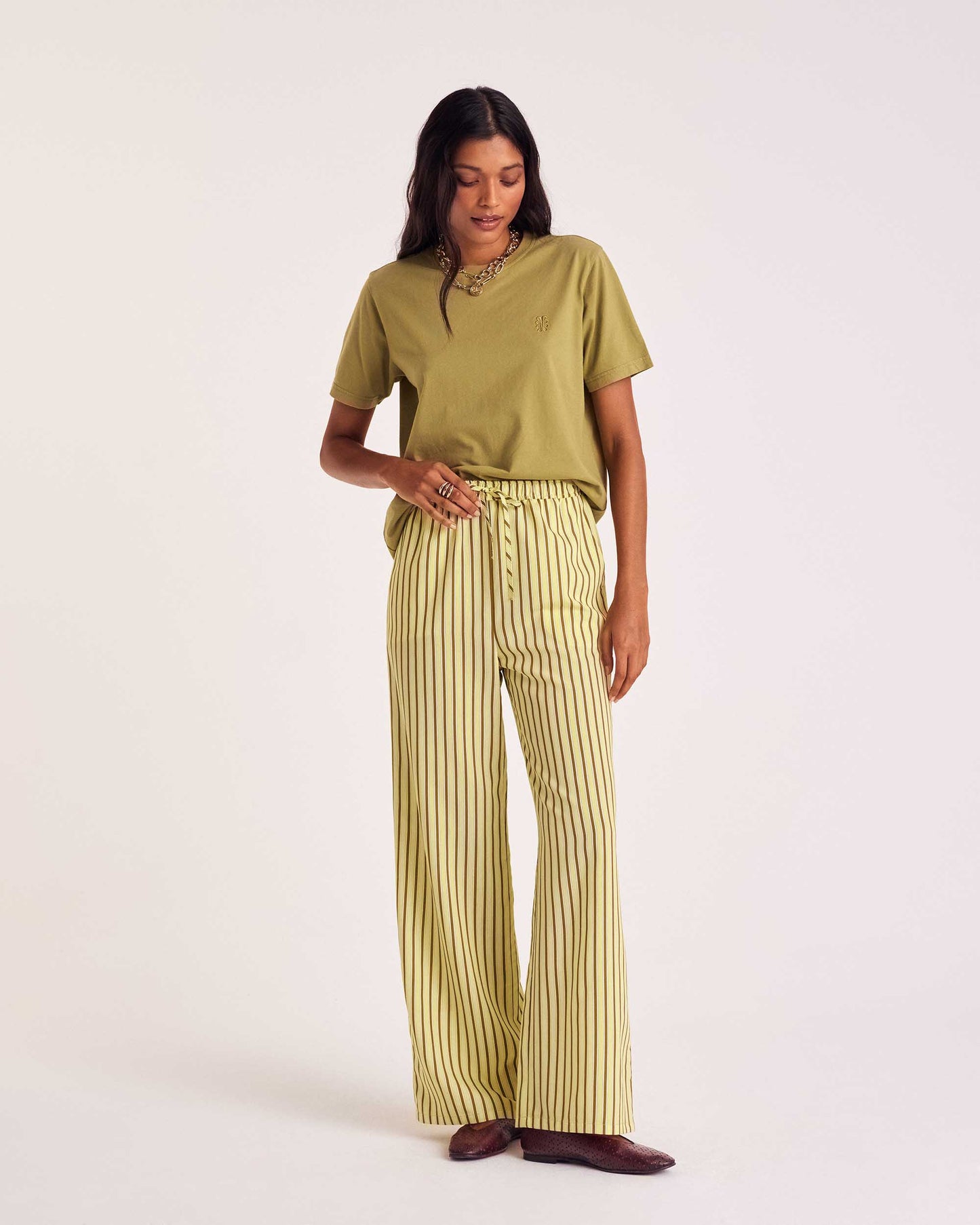 Yellow and khaki striped Lisea pants