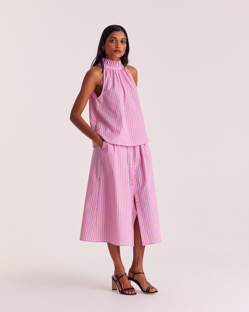 Skirt Sally stripes pink and red