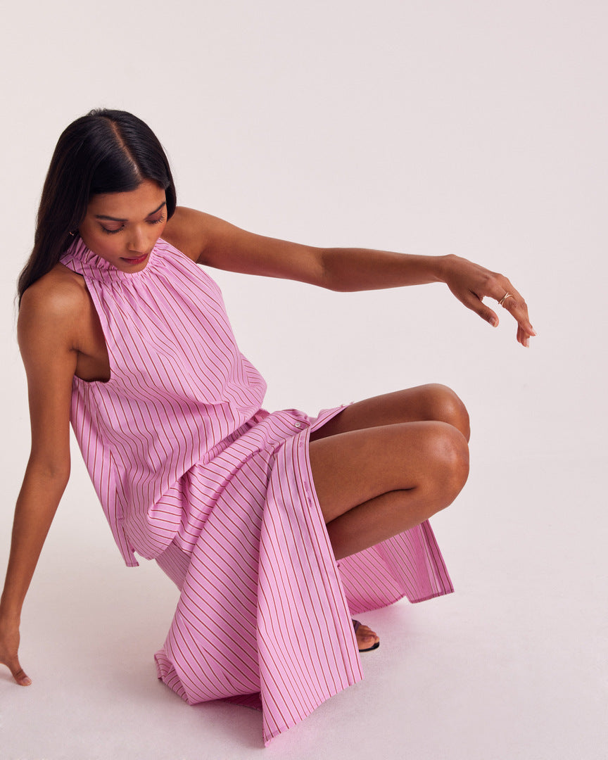 Skirt Sally stripes pink and red