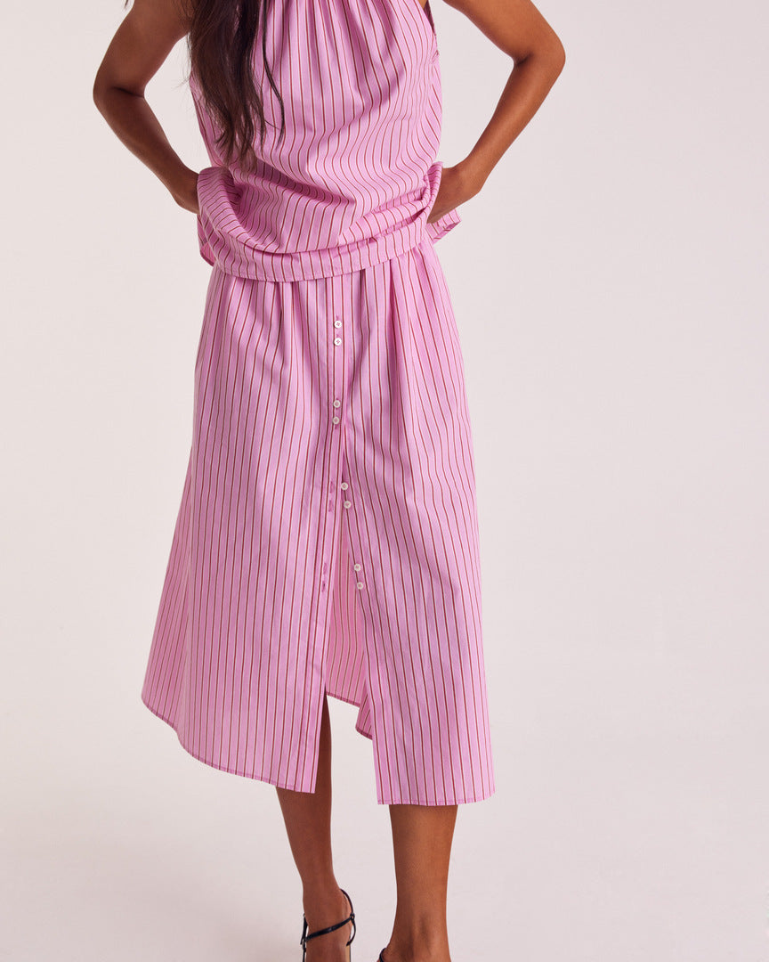 Skirt Sally stripes pink and red