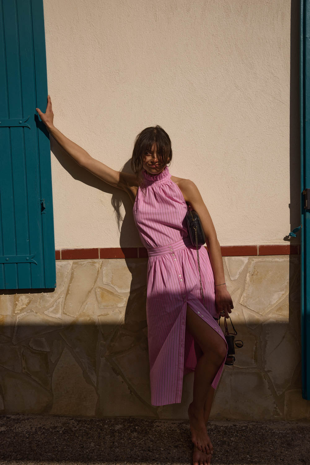 Skirt Sally stripes pink and red