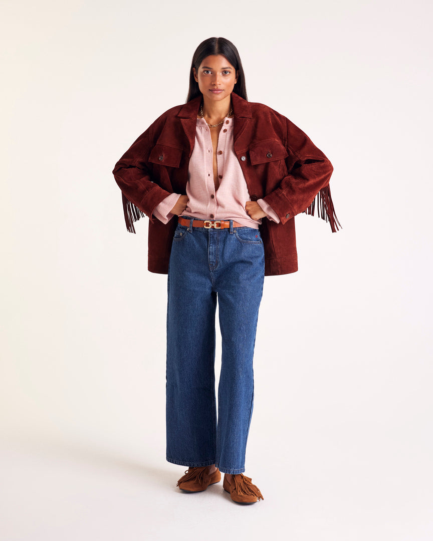 Loafers Alix fringe suede of leather hazelnut