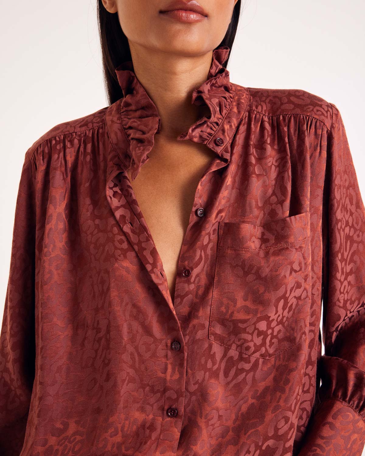 Chemise Leonor jacquard noisette