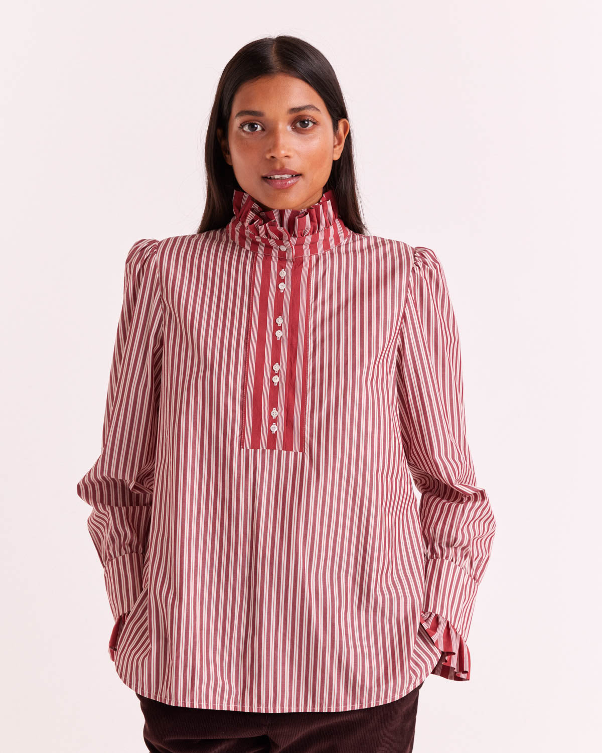 Blouse Source rayures rouge et blanc