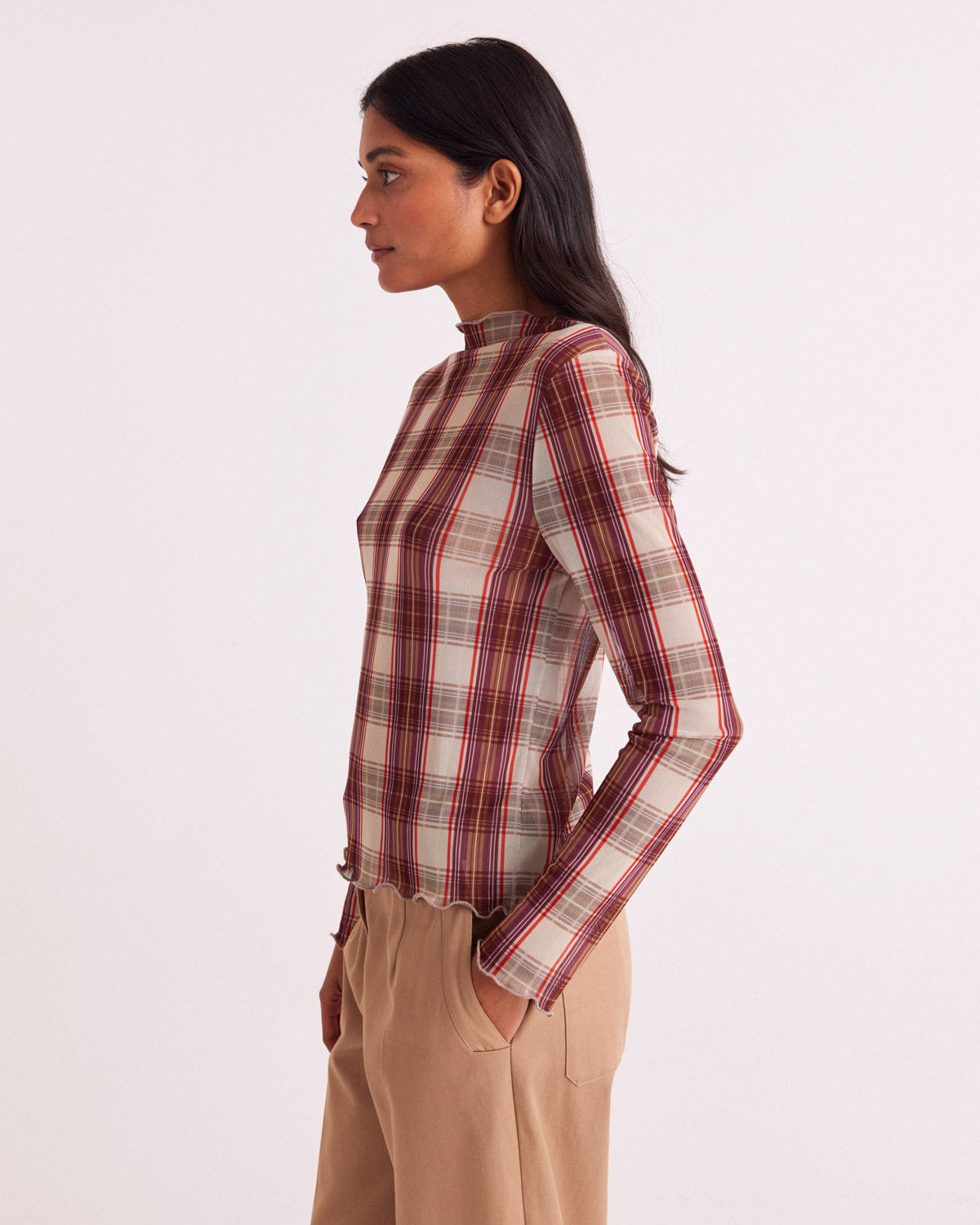 Top Isabella tartan red and beige