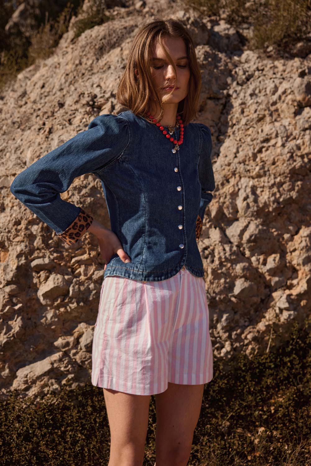 Shorts Simon stripes pink and white
