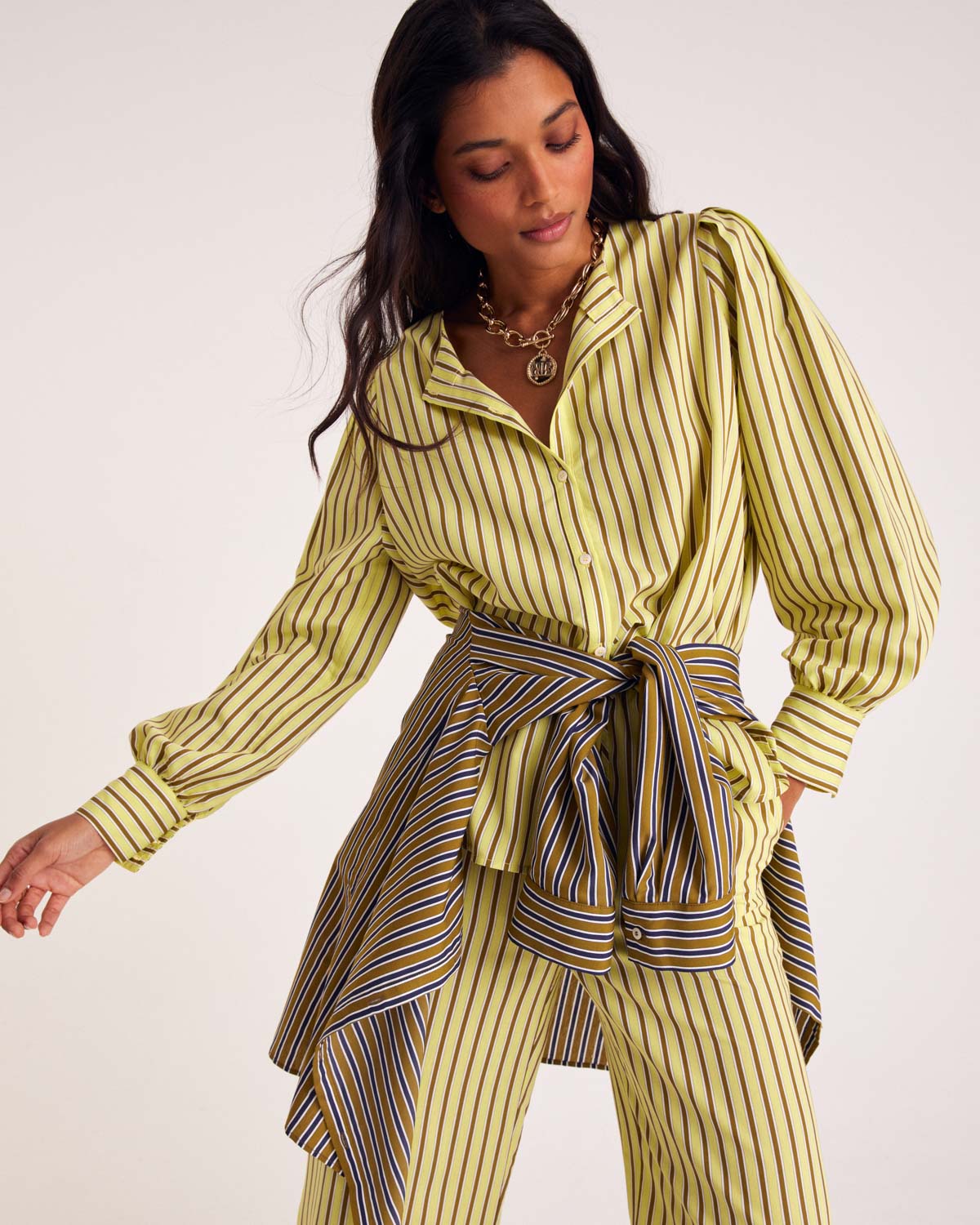 Adella yellow striped shirt