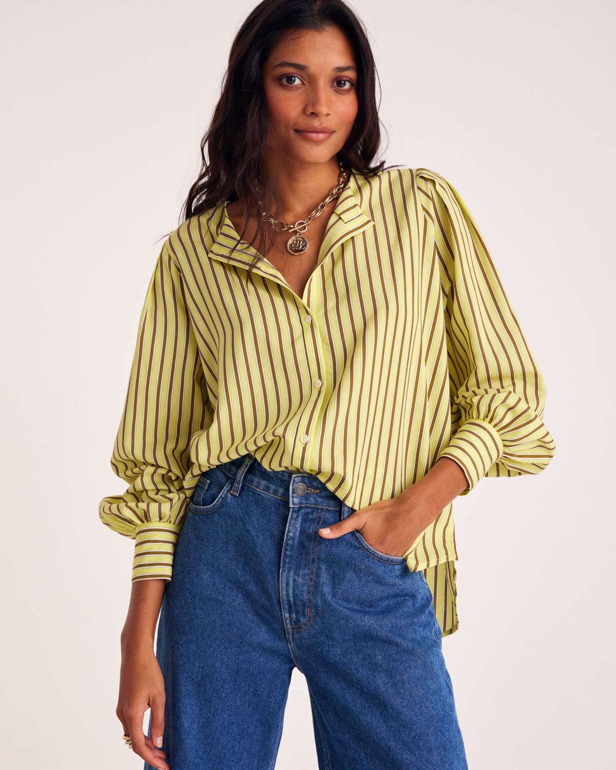 Adella yellow striped shirt