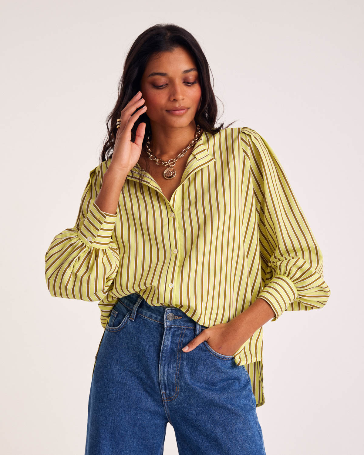 Adella yellow striped shirt