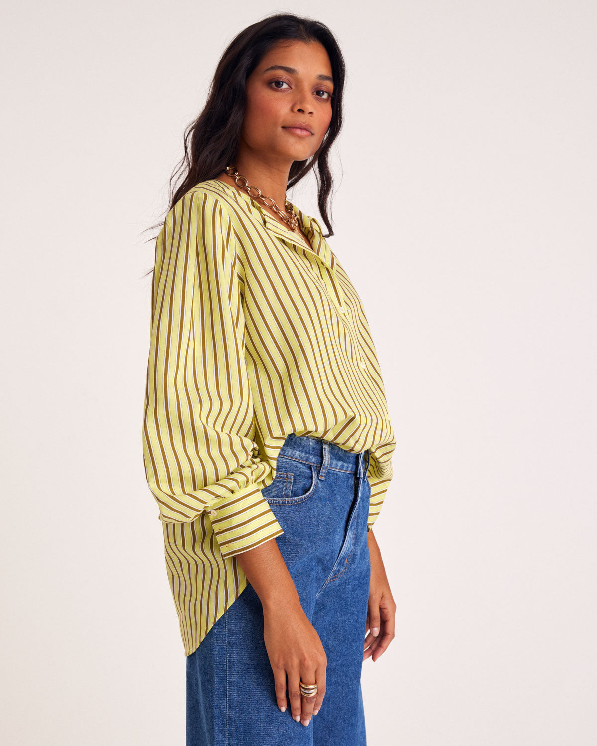 Adella yellow striped shirt