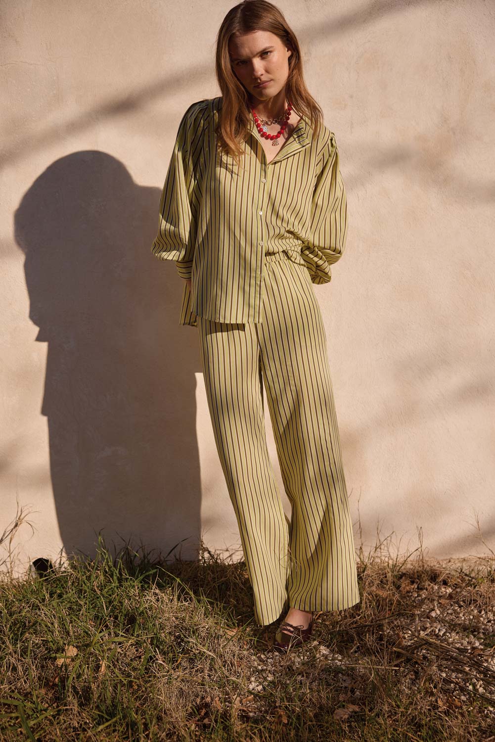 Yellow and khaki striped Lisea pants