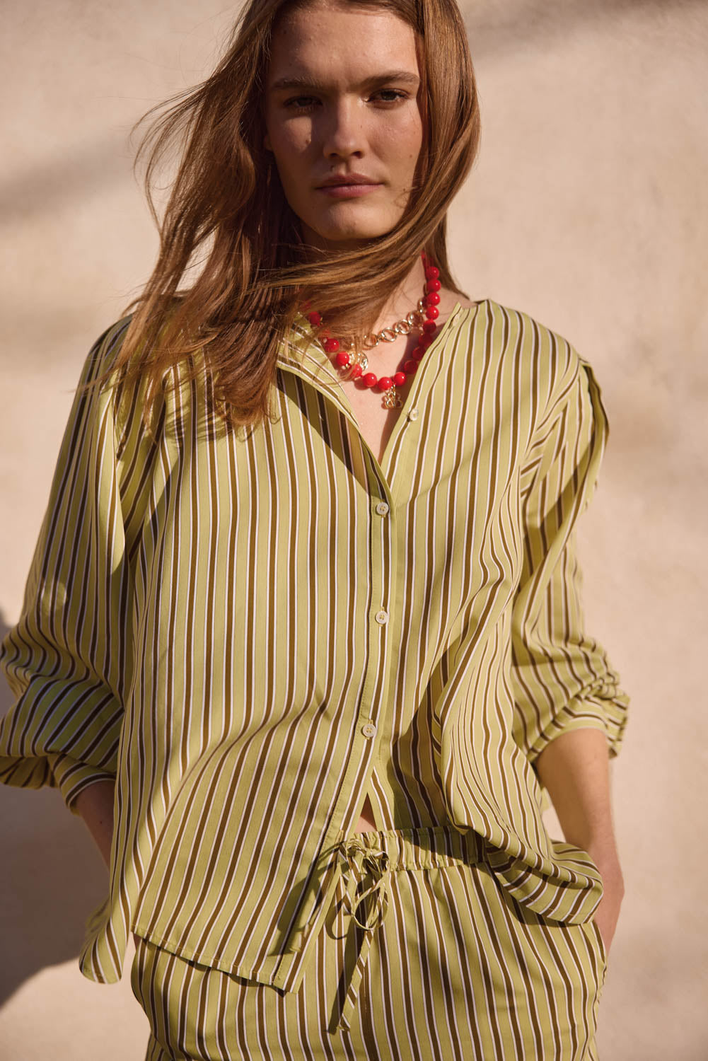 Adella yellow striped shirt