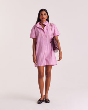 Saffron jumpsuit with pink and red stripes