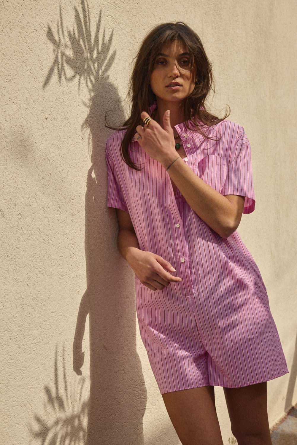 Jumpsuit Safran stripes pink and red