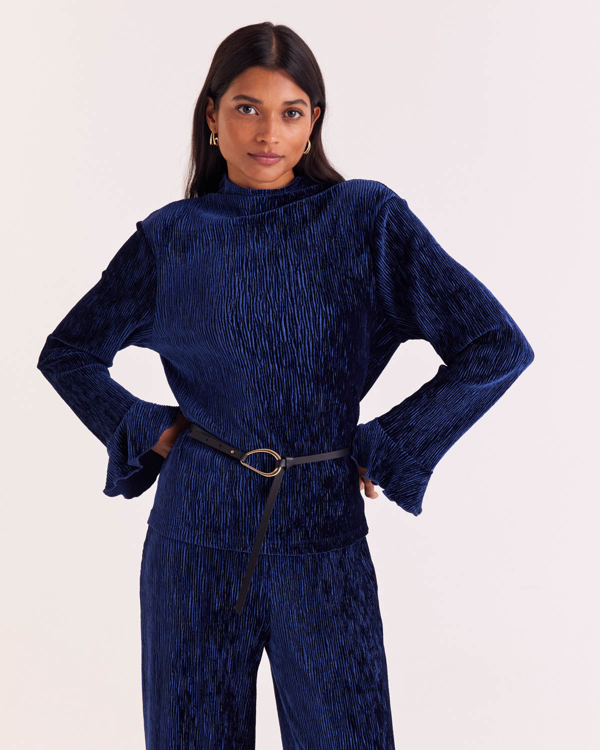 Top Justin velours bleu roi