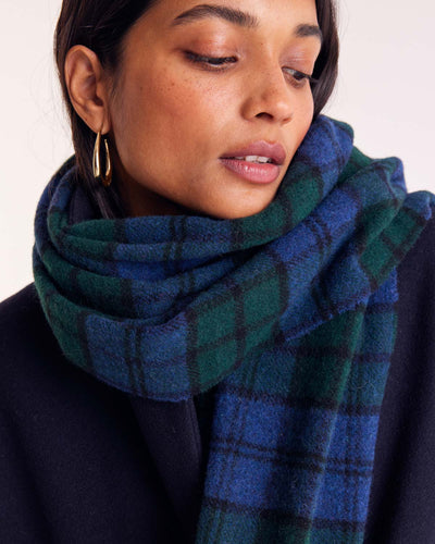 Public blue and green tartan scarf