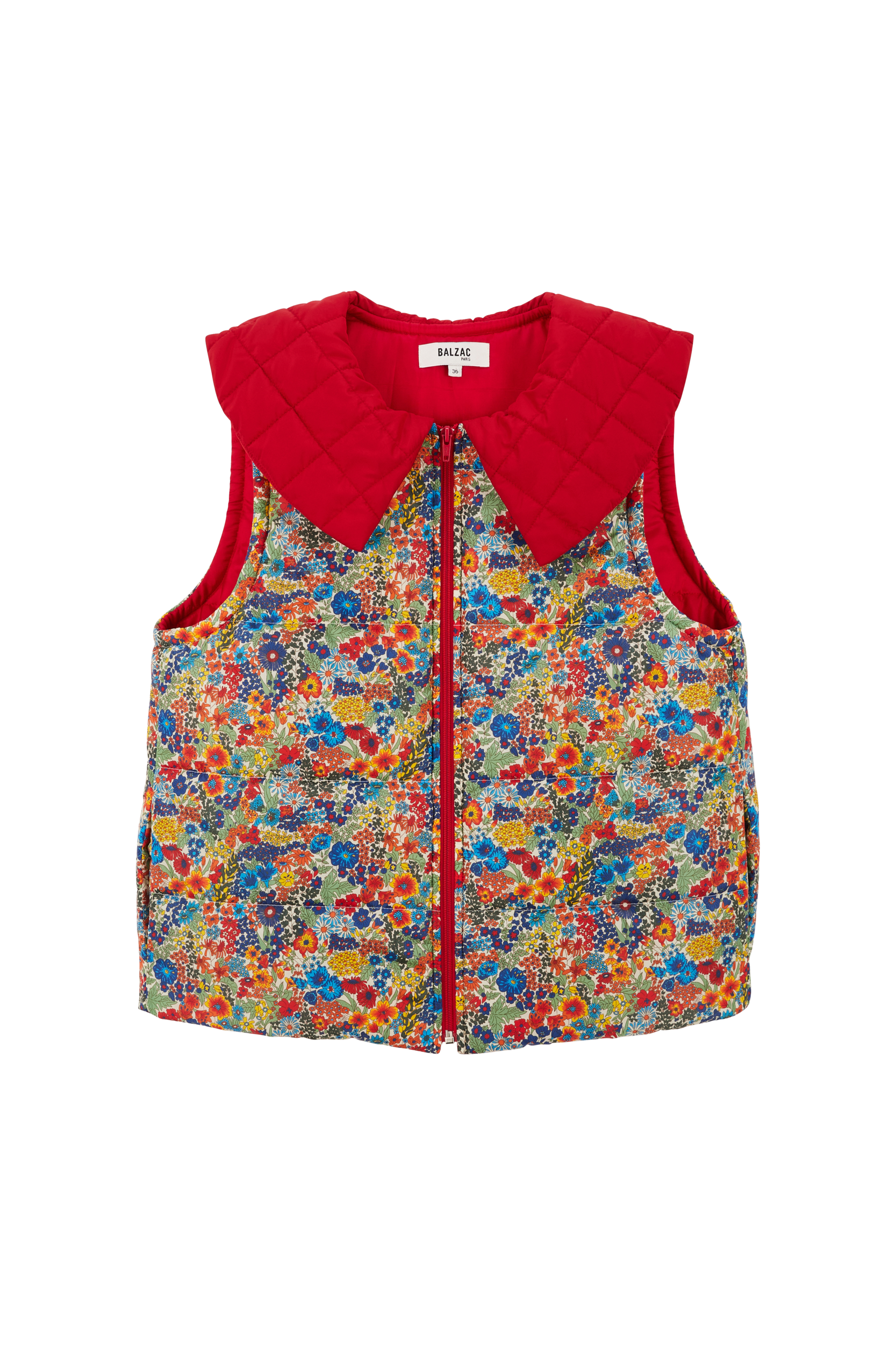 Jacket Cali red and in fabric Liberty blue and yellow