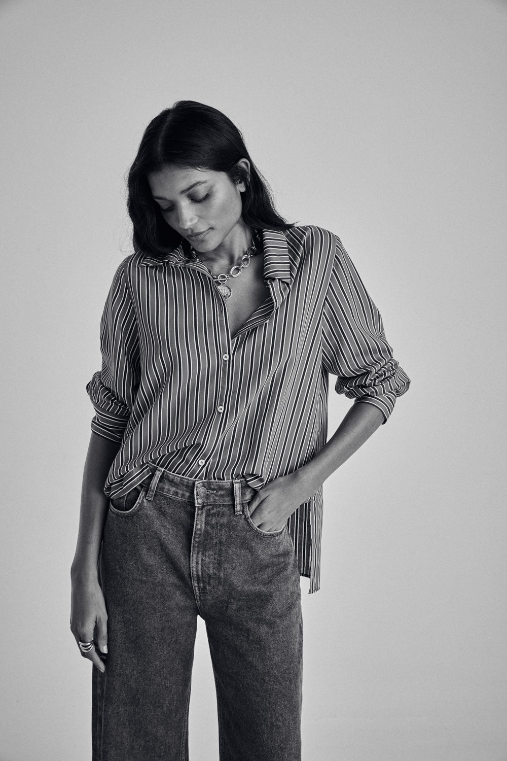 Shirt Liseron stripes navy and khaki