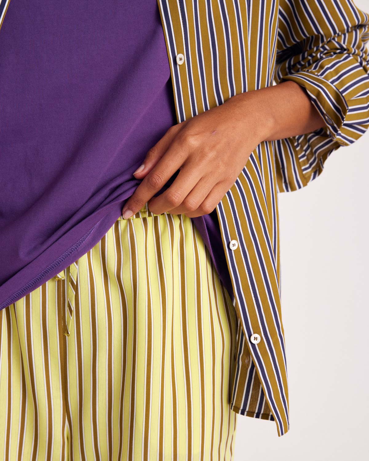 Shirt Liseron stripes navy and khaki
