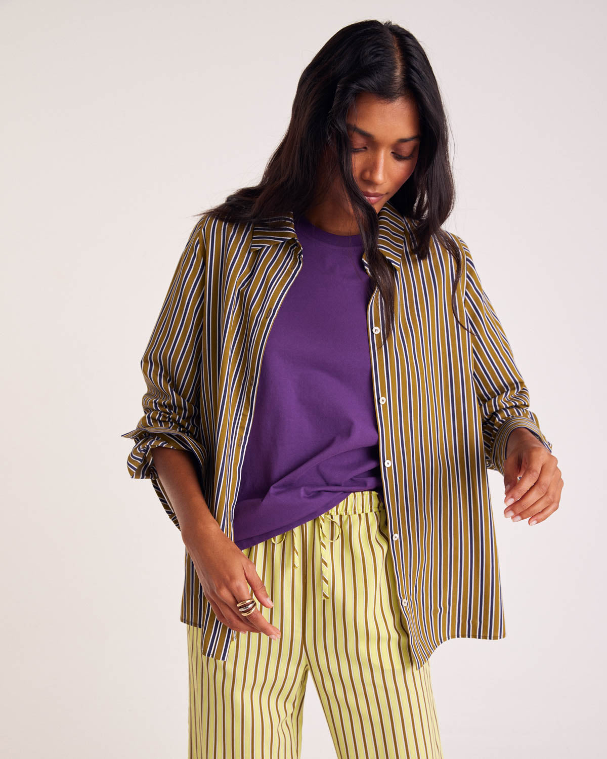 Shirt Liseron stripes navy and khaki
