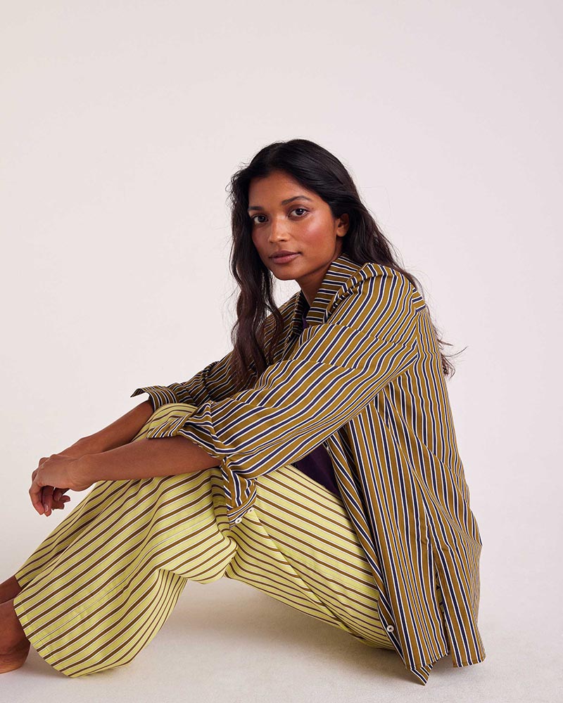 Shirt Liseron stripes navy and khaki