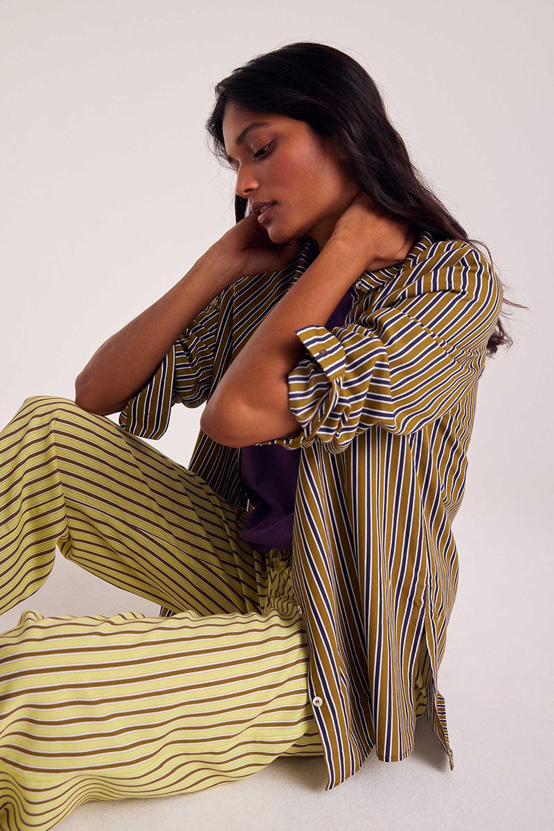 Shirt Liseron stripes navy and khaki