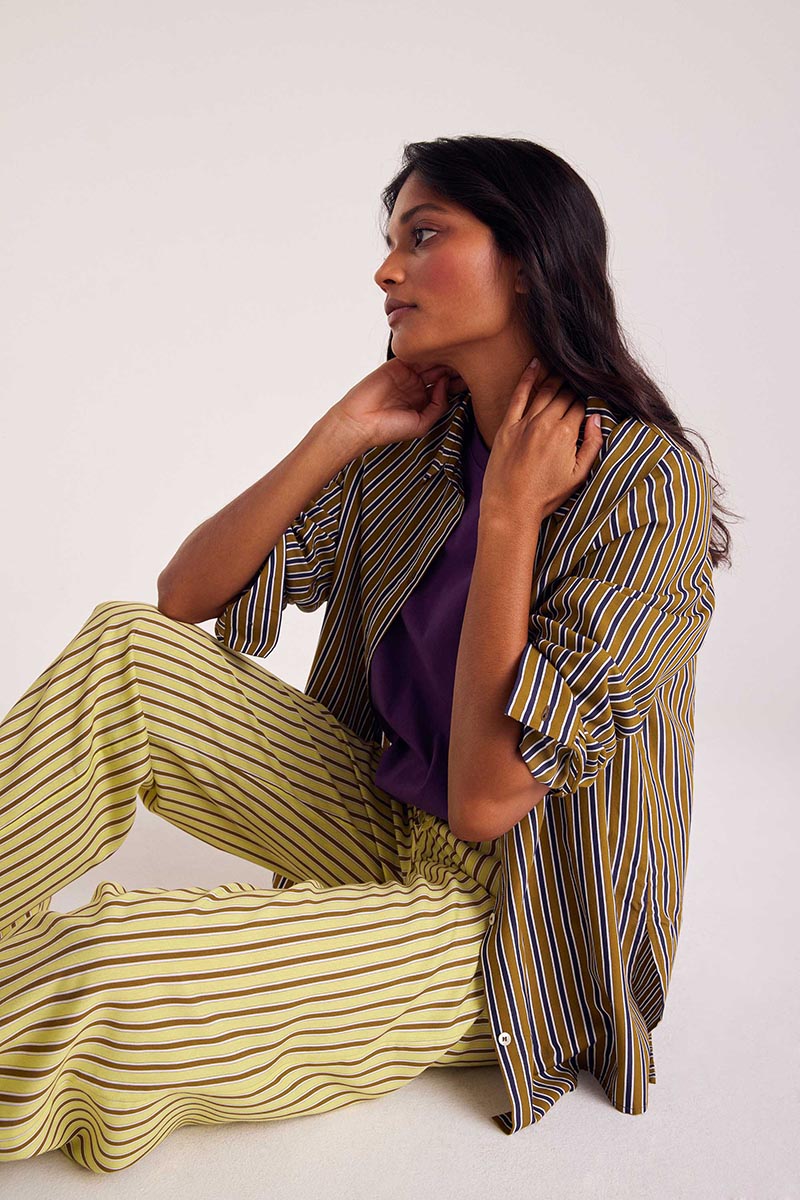 Shirt Liseron stripes navy and khaki
