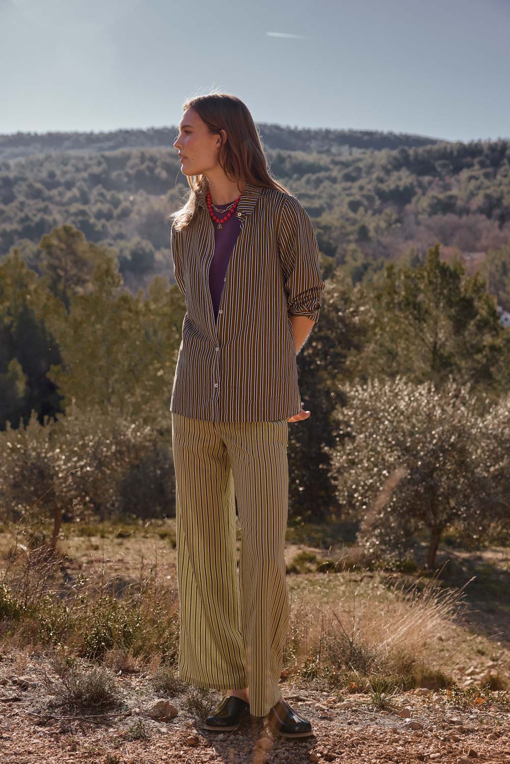 Shirt Liseron stripes navy and khaki