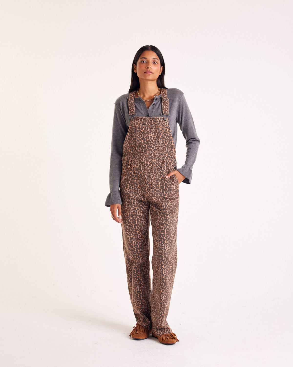 Salopette Edifice leopard coffee