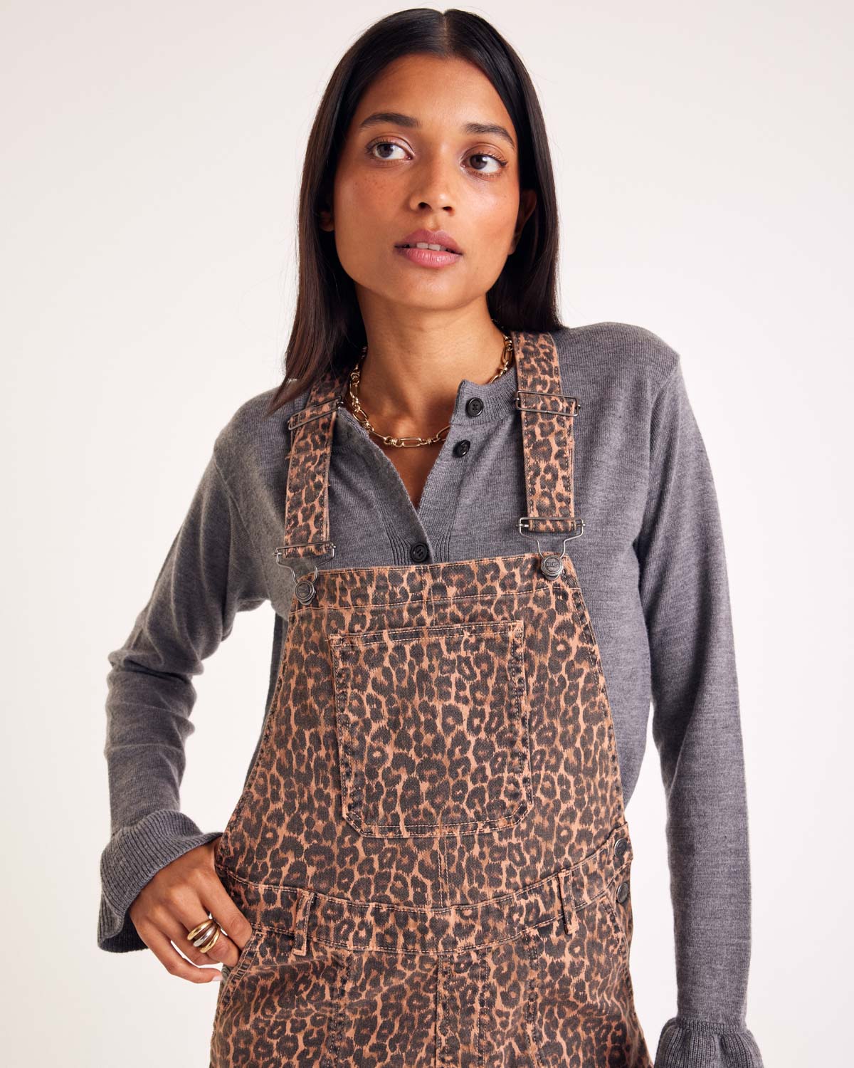 Salopette Edifice leopard coffee
