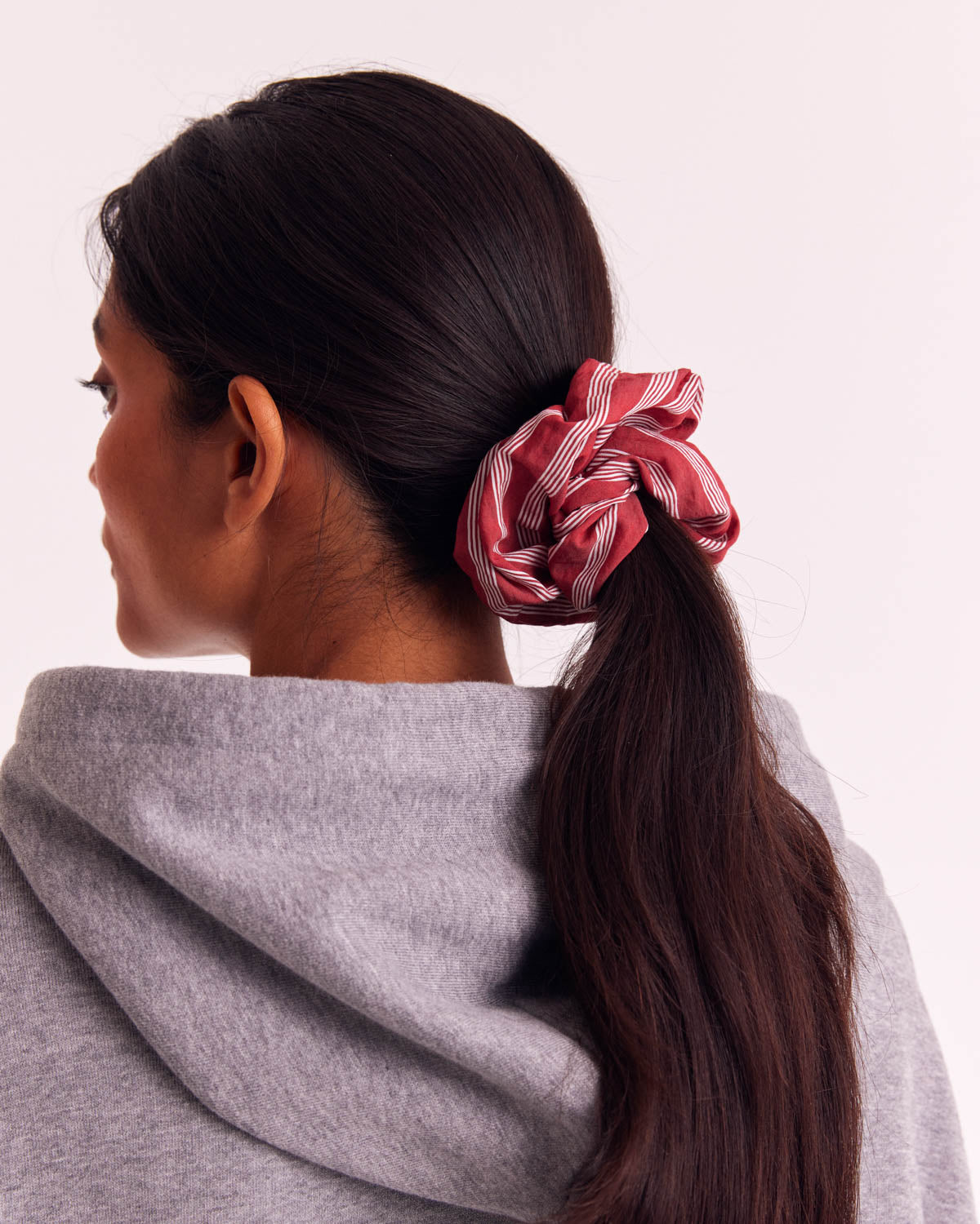 Scrunchie Billy XL stripes poppy red and white