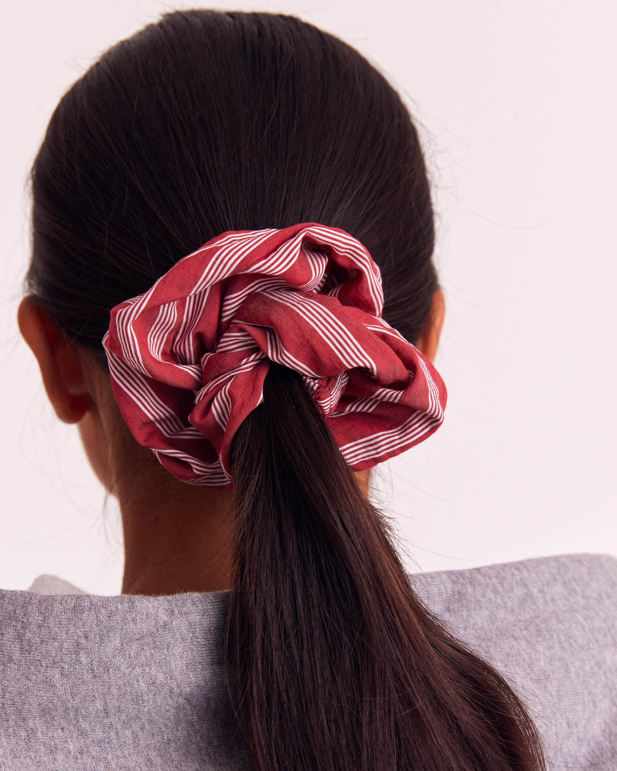 Scrunchie Billy XL stripes poppy red and white