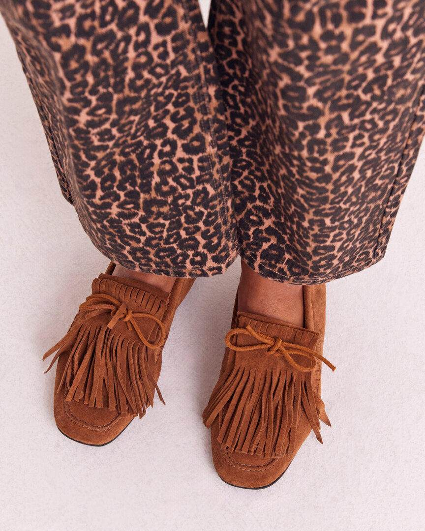 Loafers Alix fringe suede of leather hazelnut